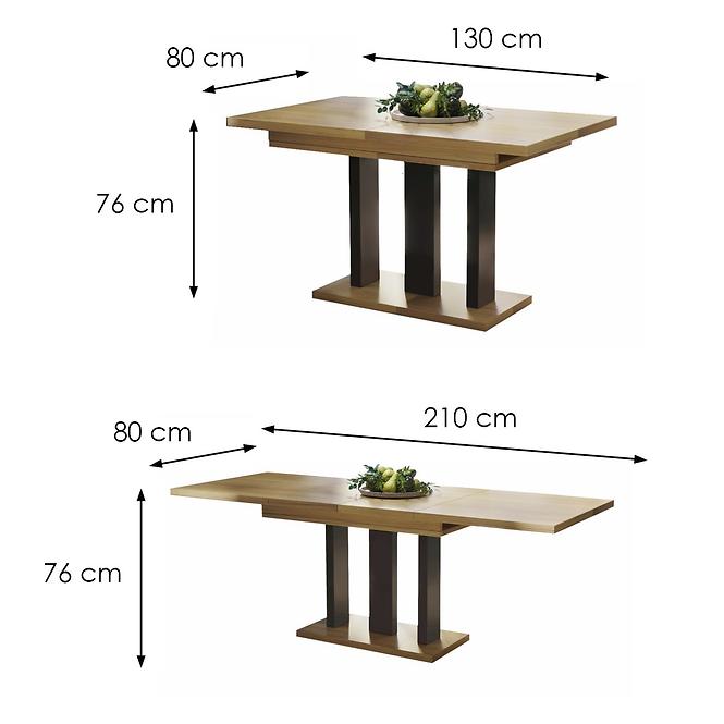 Tisch Appia 210 Matt Schwarzes Bein eiche natura