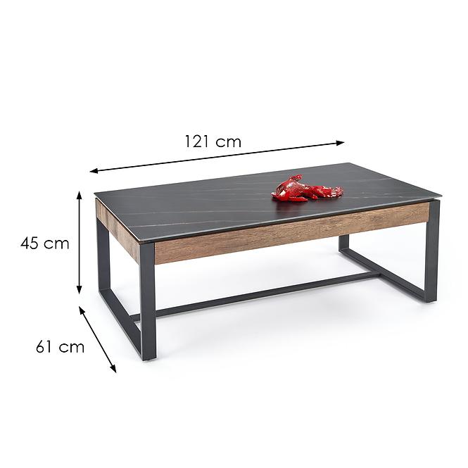 Couchtisch Ramona schwarz Marmor/nuss 121