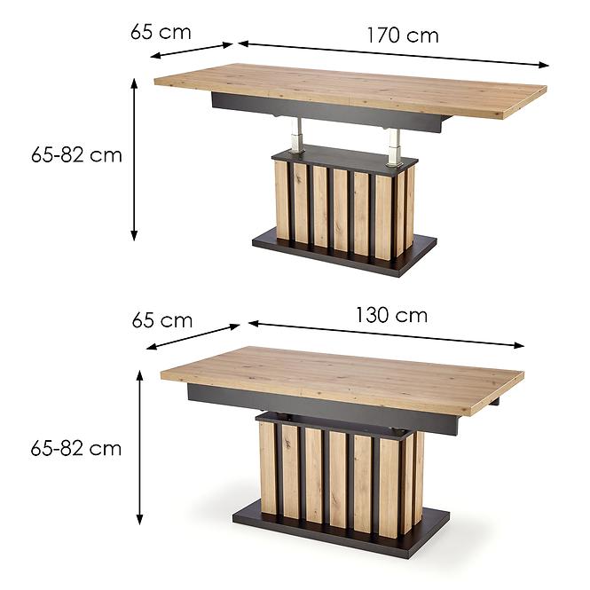 Klappbarer Couchtisch Baretti Lamellen artisan/schwarz 130/170