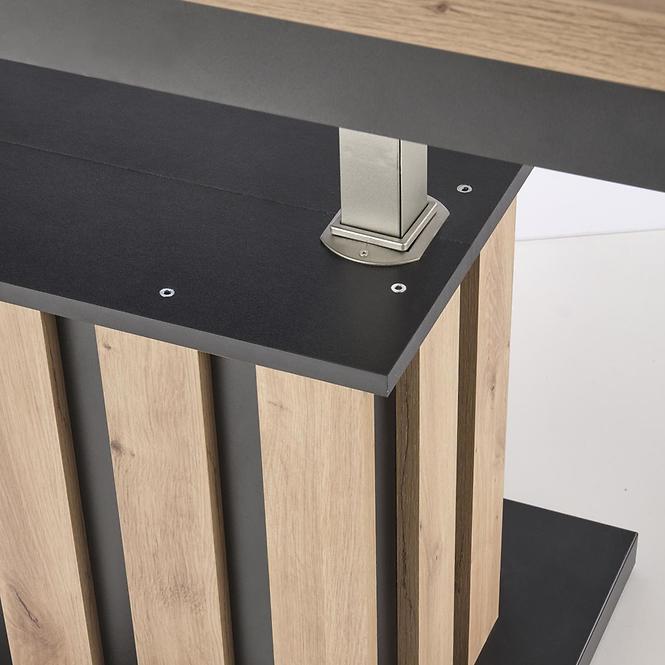Klappbarer Couchtisch Baretti Lamellen artisan/schwarz 130/170