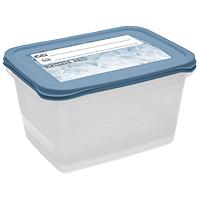 Set mit 4 rechteckigen Dosen, Blau mit Druck 20,5x15,5x10,5 2 l