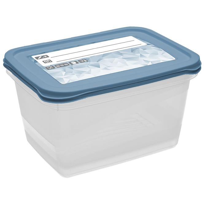 Set mit 4 rechteckigen Dosen, Blau mit Druck 20,5x15,5x10,5 2 l
