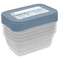 Set mit 4 rechteckigen Dosen, Blau mit Druck 15,5x10,5x6 0,5 l