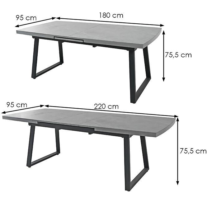 Tisch Luton 80094DP grauer Marmor/Schwarz