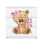 Kinderkommode Babydreams Weiß - Bär mit Blumen