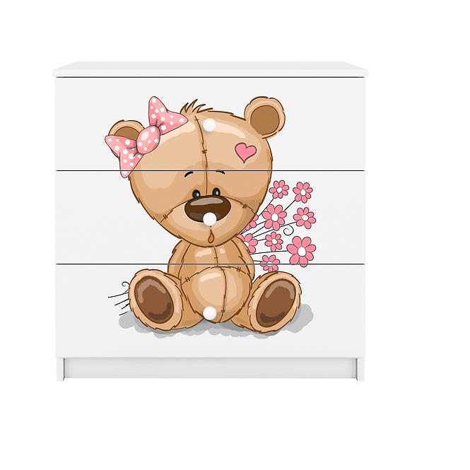 Kinderkommode Babydreams Weiß - Bär mit Blumen