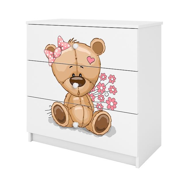 Kinderkommode Babydreams Weiß - Bär mit Blumen