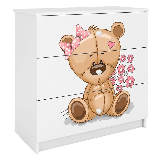 Kinderkommode Babydreams Weiß - Bär mit Blumen