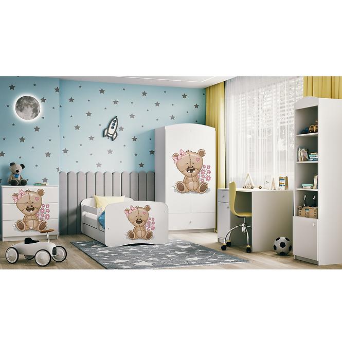 Kinderkommode Babydreams Weiß - Bär mit Blumen