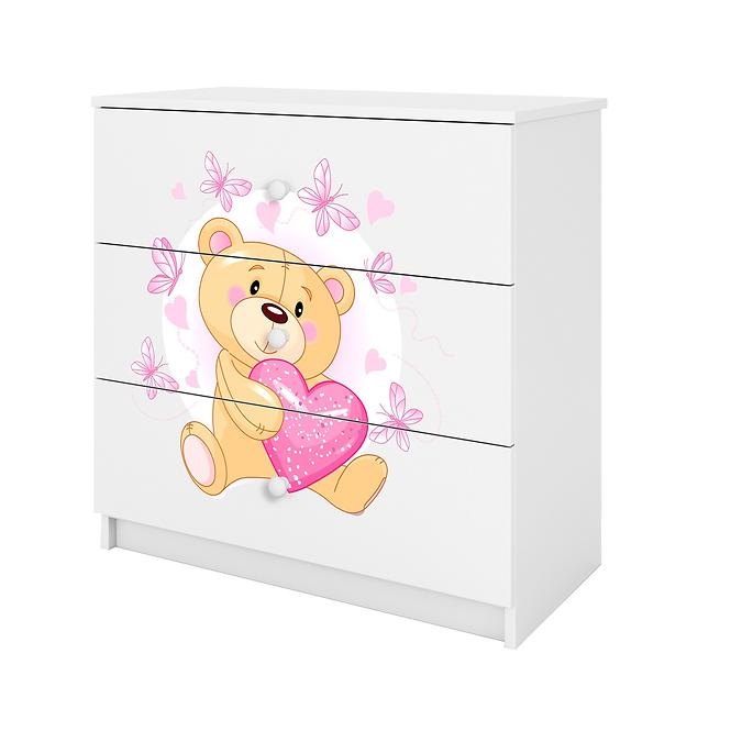 Kinderkommode Babydreams Weiß - Bär mit Schmetterlingen
