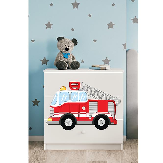 Kinderkommode Babydreams Weiß - Feuerwehrauto