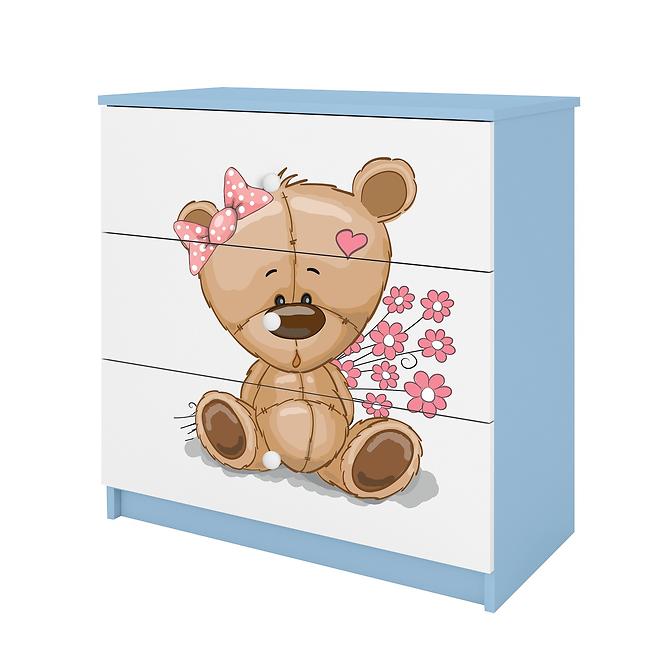 Kinderkommode Babydreams Blau - Bär mit Blumen