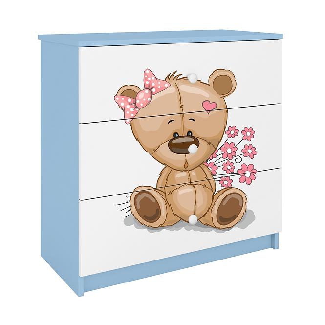 Kinderkommode Babydreams Blau - Bär mit Blumen