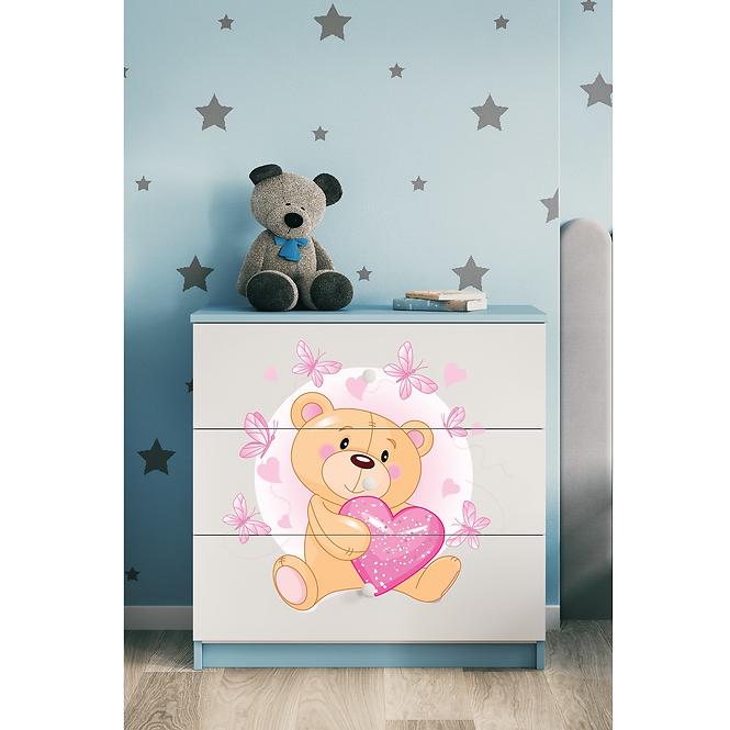 Kinderkommode Babydreams Blau - Bär mit Schmetterlingen
