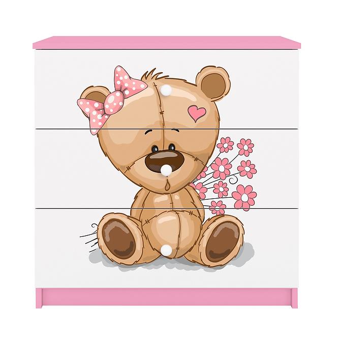 Kinderkommode Babydreams Rosa - Bär mit Blumen