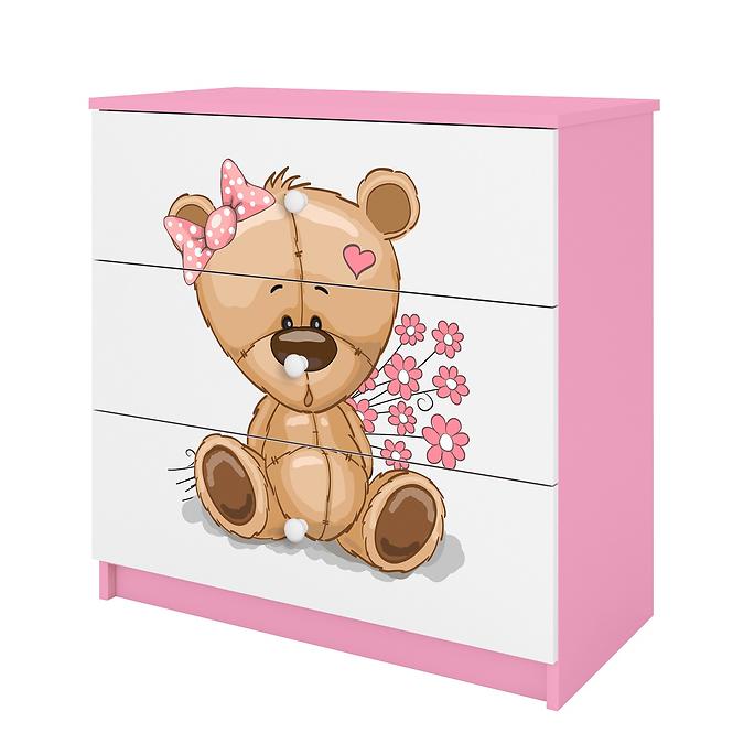 Kinderkommode Babydreams Rosa - Bär mit Blumen