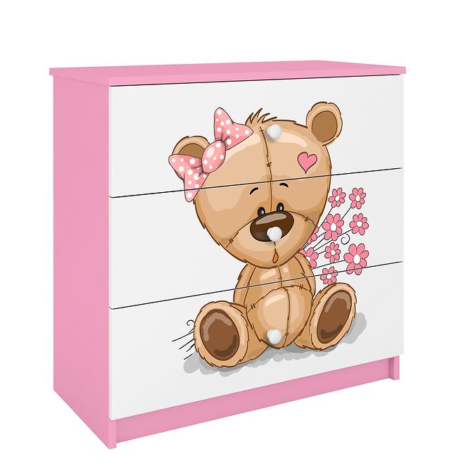 Kinderkommode Babydreams Rosa - Bär mit Blumen