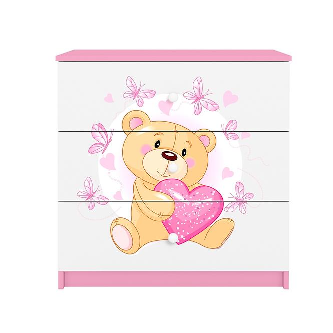 Kinderkommode Babydreams Rosa - Bär mit Schmetterlingen