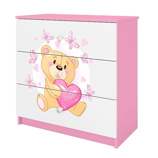 Kinderkommode Babydreams Rosa - Bär mit Schmetterlingen