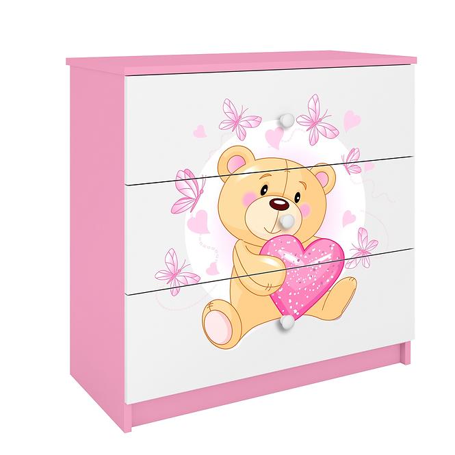 Kinderkommode Babydreams Rosa - Bär mit Schmetterlingen