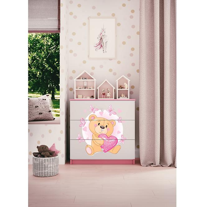 Kinderkommode Babydreams Rosa - Bär mit Schmetterlingen