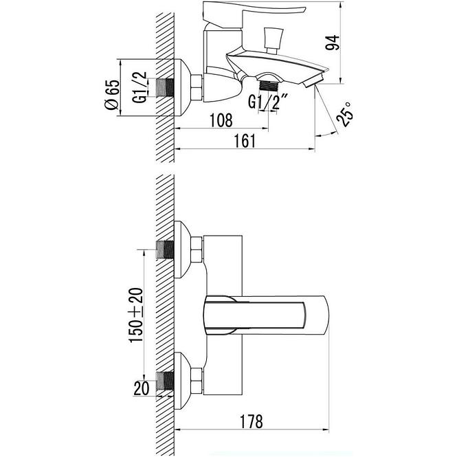 Badewannenarmatur Wand CB23 Atena