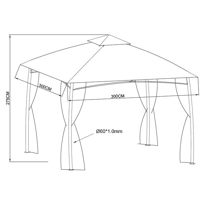 Gartenpavillon 3x3m beige