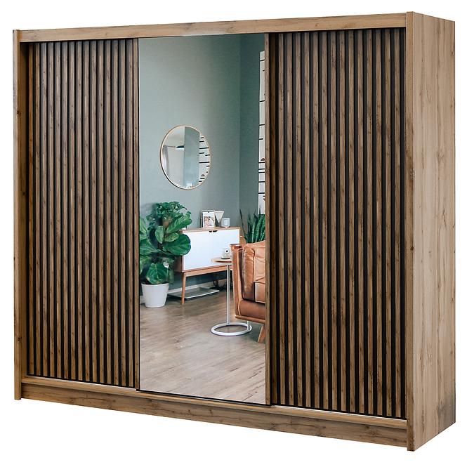 Schrank London 250 eiche wotan/schwarz spiegel