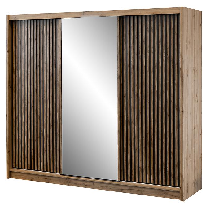 Schrank London 250 eiche wotan/schwarz spiegel