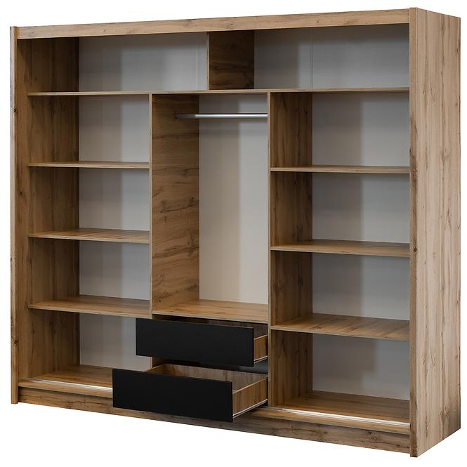 Schrank London 250 eiche wotan/schwarz spiegel