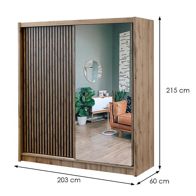 Schrank London 203 eiche wotan/schwarz spiegel