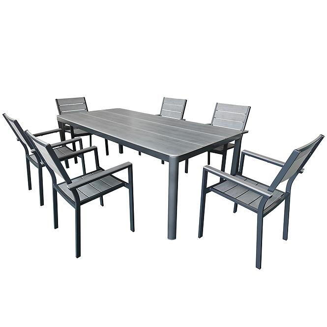 Gartentisch Alu/Pollywood 180 x 100 x 74 cm Grau