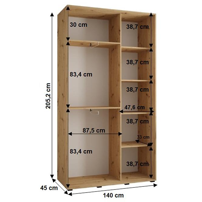 Schrank 45 Canaris 1 140 weiß/schwarz/schwarz