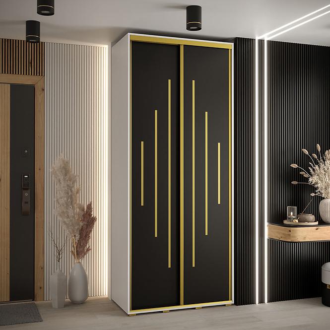 Schrank 45 Canaris 12 120 weiß/schwarz/gold