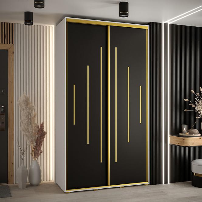Schrank 45 Canaris 12 130 weiß/schwarz/gold