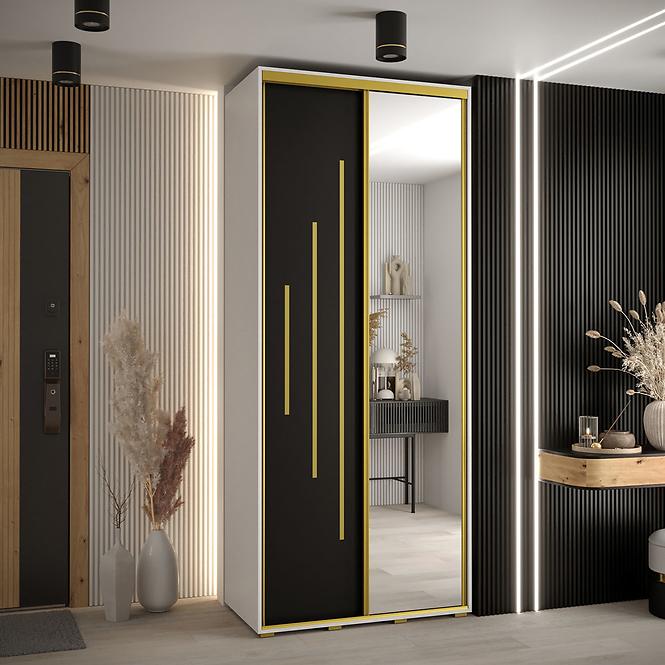 Schrank 45 Canaris 13 120 weiß/schwarz/gold