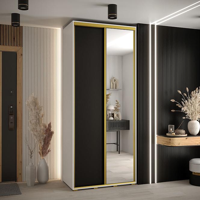 Schrank 45 Canaris 3 120 weiß/schwarz/gold