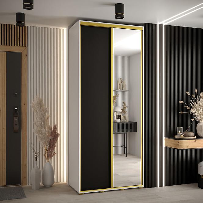 Schrank 45 Canaris 3 130 weiß/schwarz/gold