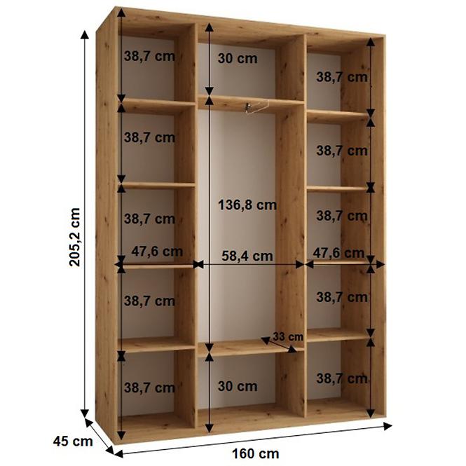 Schrank 45 Canaris 3 160 schwarz/weiß/gold