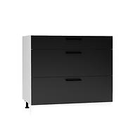 Küchenschrank Denis D90PC S/3 schwarze mattete continental/weiß