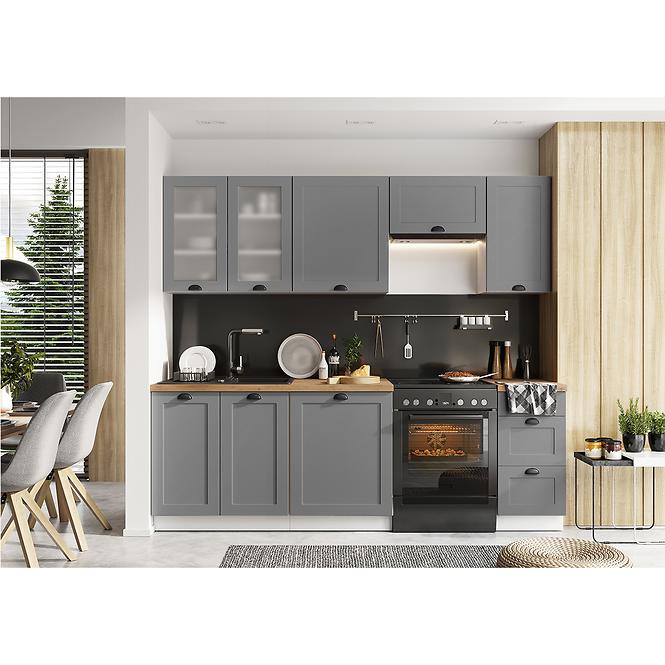 Küchenschrank Adele D60PC S/2 zasl grau matte/weiß