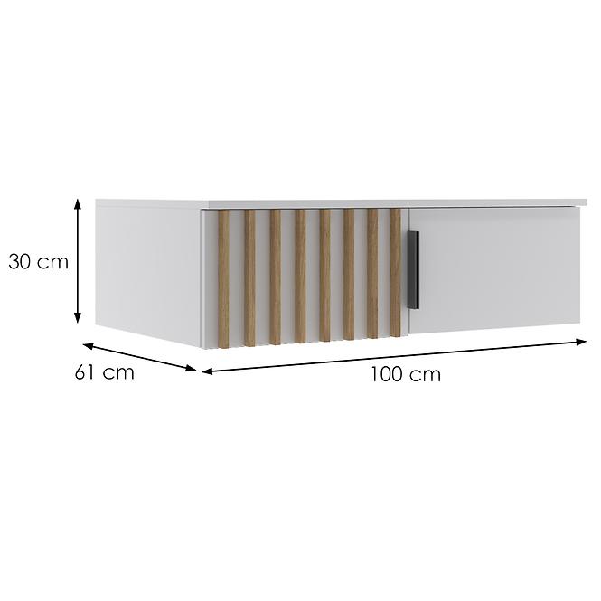 Schrankaufsatz Sorento 100 weiß+lamel craft gold