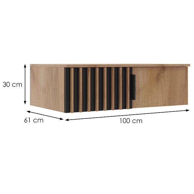 Schrankaufsatz Sorento 100 craft/schwarz+lamel craft gold