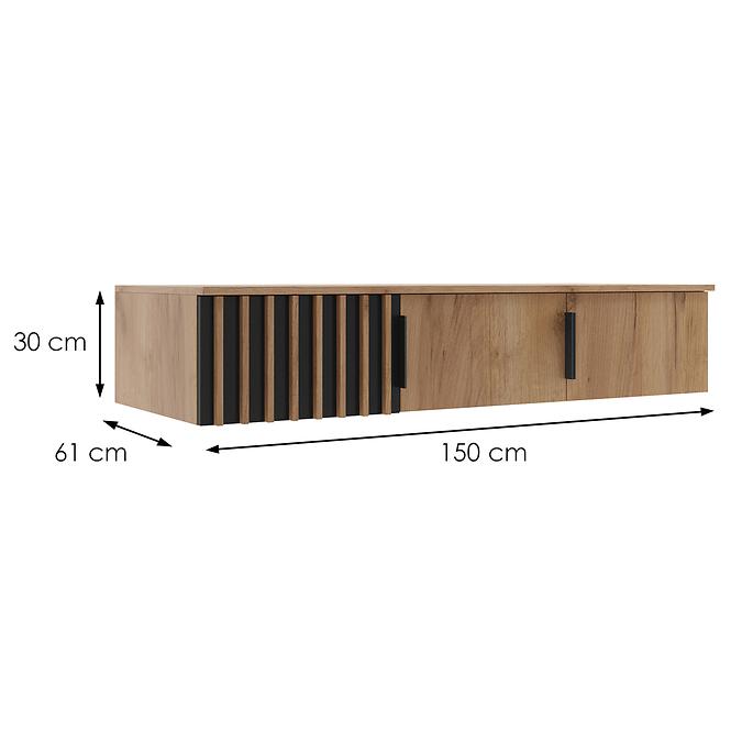 Schrankaufsatz Sorento 150 craft/schwarz+lamel craft gold