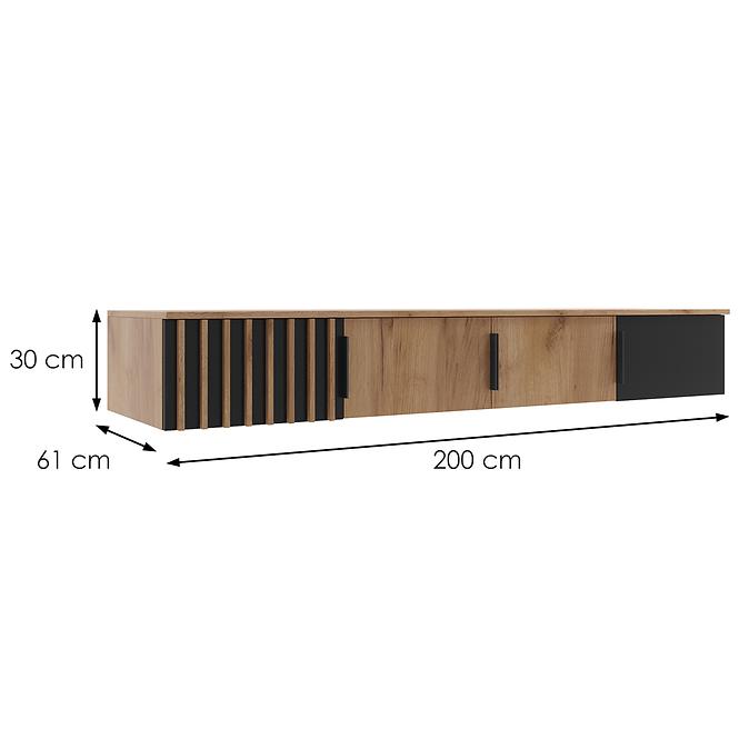 Schrankaufsatz Sorento 200 craft/schwarz+lamel craft gold