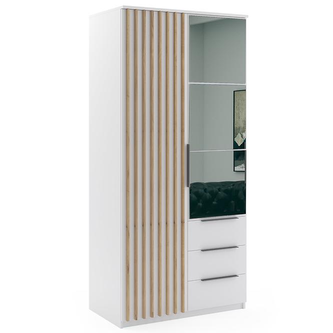 Schrank Sorento 100 weiß+lamel craft gold