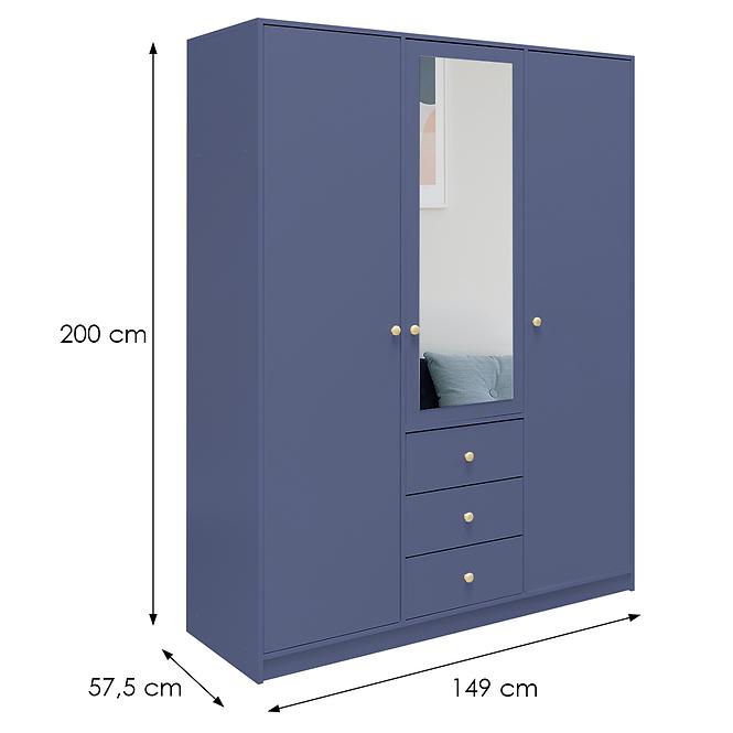 Schrank Siena 2 D3 gedämpftes blau / spiegel