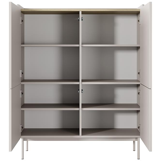 Kommode Level A hoch 103 4D Beige/Eiche Scandi
