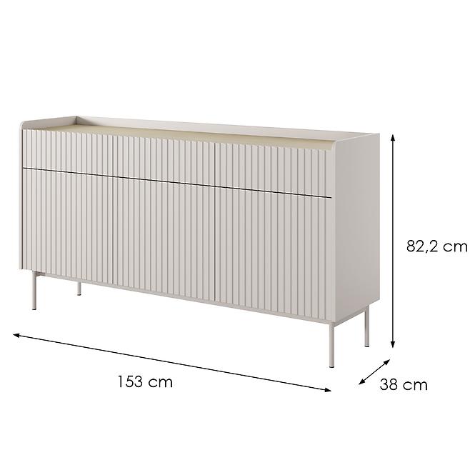 Kommode Level B 153 3D3S Beige/Eiche Scandi