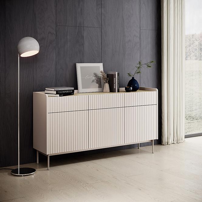 Kommode Level B 153 3D3S Beige/Eiche Scandi